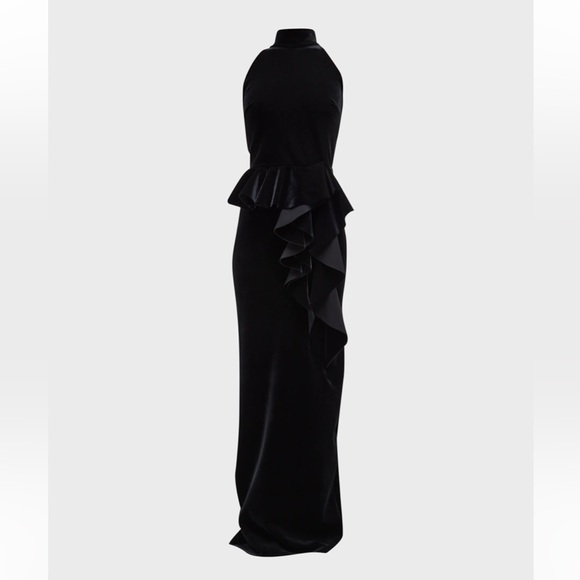 NEW NWT Chiara Boni La Petite Robe Ablah Sleeveless Velvet Peplum Gown Black - Picture 5 of 15